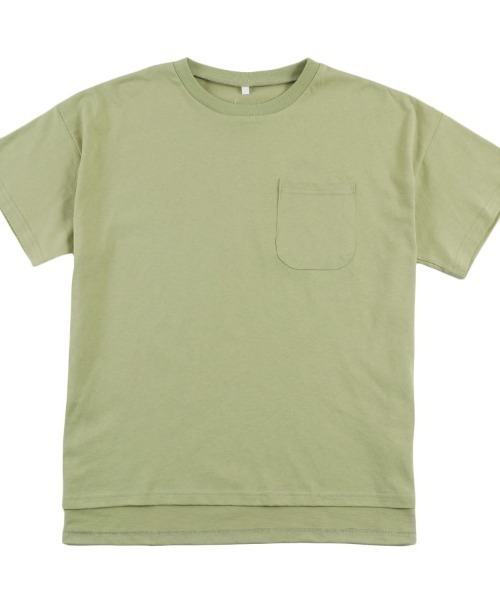 DOUBLE STEAL(ダブルスティール)の「20/-天竺 ポケット付き Uネック Tシャツ(無地)(Tシャツ/カットソー・レディース・グリーン・MEDIUM)」の1枚目の写真