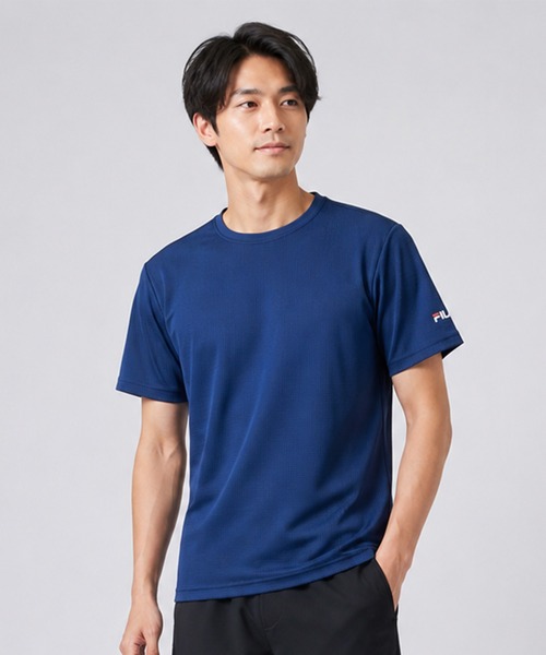 FILA(フィラ)の「【FILA フィラ】 メンズ 半袖インナー 丸首 スクエアメッシュ ドライ 無地(Tシャツ/カットソー・メンズ・ホワイト/ブラック/ネイビー・M/LL/L)」の3枚目の写真