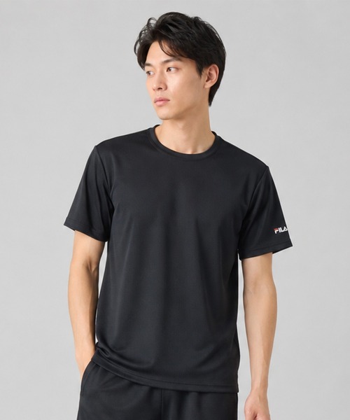FILA(フィラ)の「【FILA フィラ】 メンズ 半袖インナー 丸首 スクエアメッシュ ドライ 無地(Tシャツ/カットソー・メンズ・ホワイト/ブラック/ネイビー・M/LL/L)」の1枚目の写真