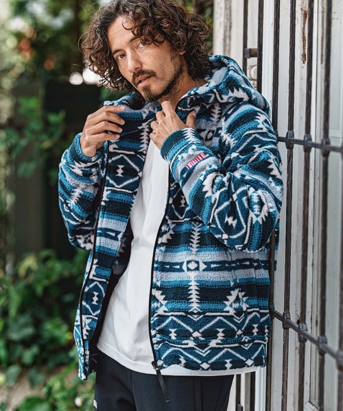 felkod(フィルコッド)の「mpa4152- Ortega Pattern Fleece Hoodie フリースフーデッドパーカー(F26A170)(パーカー・メンズ・ネイビー/ブラック・S/M/L)」の1枚目の写真