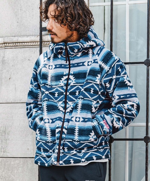 felkod(フィルコッド)の「mpa4152- Ortega Pattern Fleece Hoodie フリースフーデッドパーカー(F26A170)(パーカー・メンズ・ネイビー/ブラック・S/M/L)」の5枚目の写真