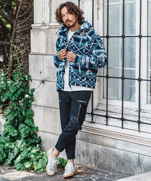 felkod(フィルコッド)の「mpa4152- Ortega Pattern Fleece Hoodie フリースフーデッドパーカー(F26A170)(パーカー・メンズ・ネイビー/ブラック・S/M/L)」の6枚目の写真