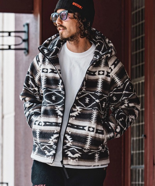 felkod(フィルコッド)の「mpa4152- Ortega Pattern Fleece Hoodie フリースフーデッドパーカー(F26A170)(パーカー・メンズ・ネイビー/ブラック・S/M/L)」の9枚目の写真