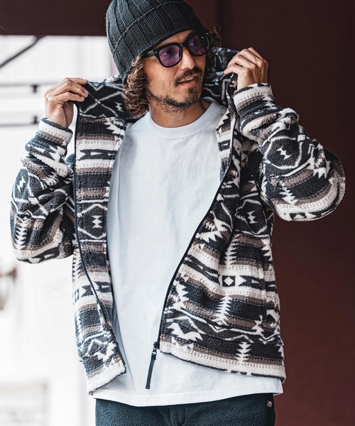 felkod(フィルコッド)の「mpa4152- Ortega Pattern Fleece Hoodie フリースフーデッドパーカー(F26A170)(パーカー・メンズ・ネイビー/ブラック・S/M/L)」の10枚目の写真