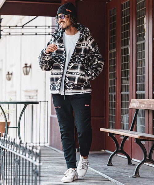 felkod(フィルコッド)の「mpa4152- Ortega Pattern Fleece Hoodie フリースフーデッドパーカー(F26A170)(パーカー・メンズ・ネイビー/ブラック・S/M/L)」の13枚目の写真