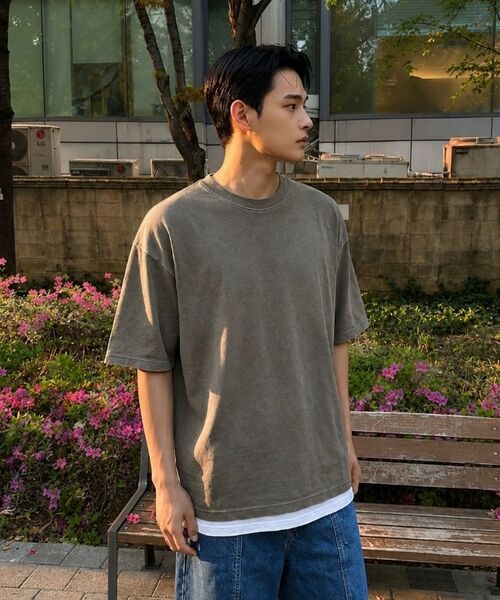 BASIC LABEL（ベーシックラベル）の「Epeuel Pigment-Dyed Short-Sleeve T-shirt 5 Color [BLSF_0001]（Tシャツ/カットソー・レディース・グレー/チャコール/ベージュ/スカイブルー/グリーン・SMALL/MEDIUM/LARGE/X-LARGE）」の12枚目の写真