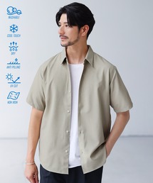 日本製Reflex(R)【イージーケア/ECO素材/接触冷感/吸汗性/速乾性/抗ピリング/透湿性/UV80%カット】多機能性ECOウェザークロスドライポリポプリン半袖レギュラーシャツ