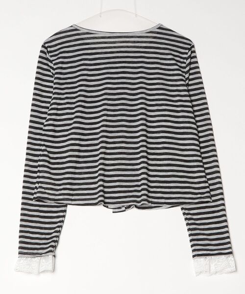 CeLess(セレス)の「Frill Lace Border Sheer Cardigan / フリルレースボーダーシアーカーディガン(シャツ/ブラウス・レディース・ブラック・FREE)」の14枚目の写真