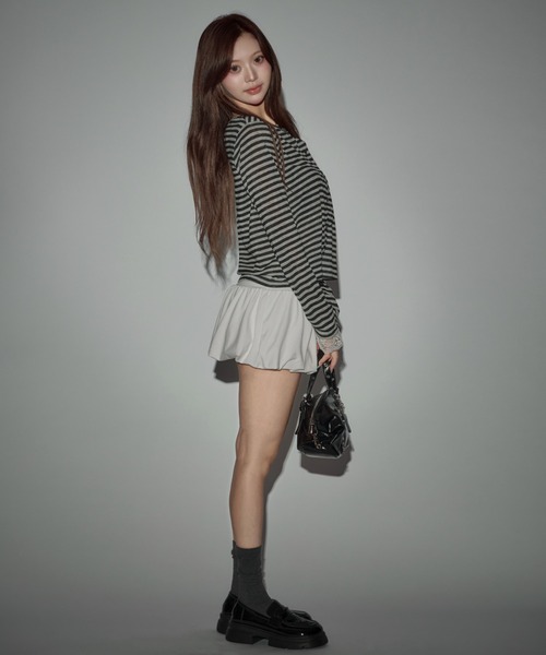 CeLess(セレス)の「Frill Lace Border Sheer Cardigan / フリルレースボーダーシアーカーディガン(シャツ/ブラウス・レディース・ブラック・FREE)」の10枚目の写真