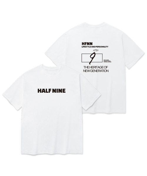 HALFNINE(ハーフナイン)の「スクエアハーフレタリング半袖Tシャツ I05BRD_HBX11336(Tシャツ/カットソー・メンズ・ホワイト/ブラック・SMALL/MEDIUM/LARGE/X-LARGE)」の1枚目の写真