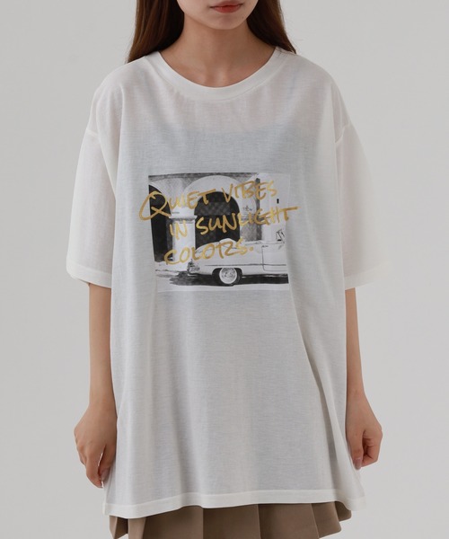 atONE(アットワン)の「接触冷感 箔×ヴィンテージカーフォトプリント カノコ Tシャツ 半袖(Tシャツ/カットソー・レディース・ブラック×シルバー/ホワイト×ゴールド・M)」の10枚目の写真