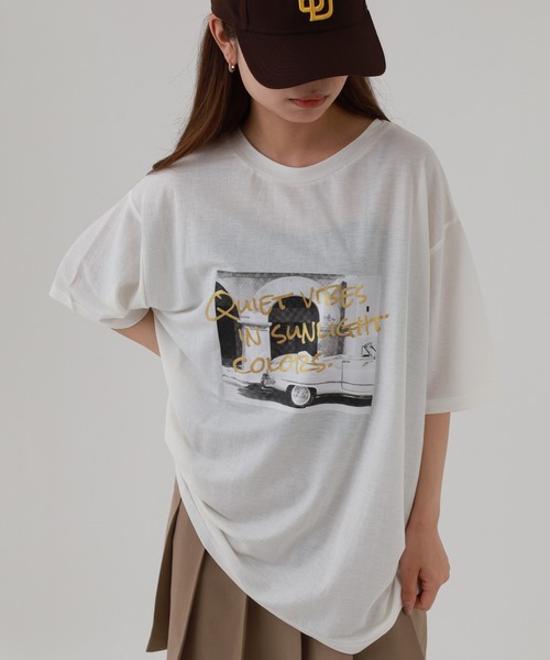 atONE(アットワン)の「接触冷感 箔×ヴィンテージカーフォトプリント カノコ Tシャツ 半袖(Tシャツ/カットソー・レディース・ブラック×シルバー/ホワイト×ゴールド・M)」の16枚目の写真