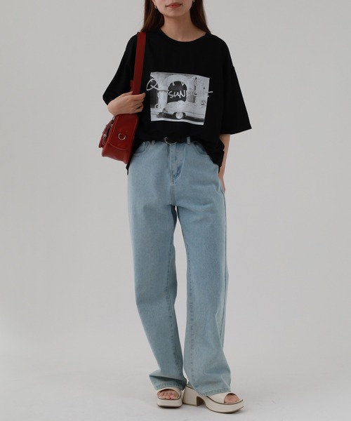 atONE(アットワン)の「接触冷感 箔×ヴィンテージカーフォトプリント カノコ Tシャツ 半袖(Tシャツ/カットソー・レディース・ブラック×シルバー/ホワイト×ゴールド・M)」の7枚目の写真