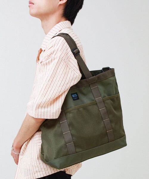 MIS（エムアイエス）の「【MIS/エムアイエス】メッシュポケットトートバッグ（トートバッグ・メンズ・オリーブ/ブラック・FREE）」の12枚目の写真