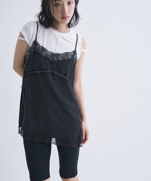 CODE A(コードエー)の「dot lingerie lace cami(タンクトップ・レディース・ホワイト系8/ブルー系その他7/ブラック系5・00)」の3枚目の写真