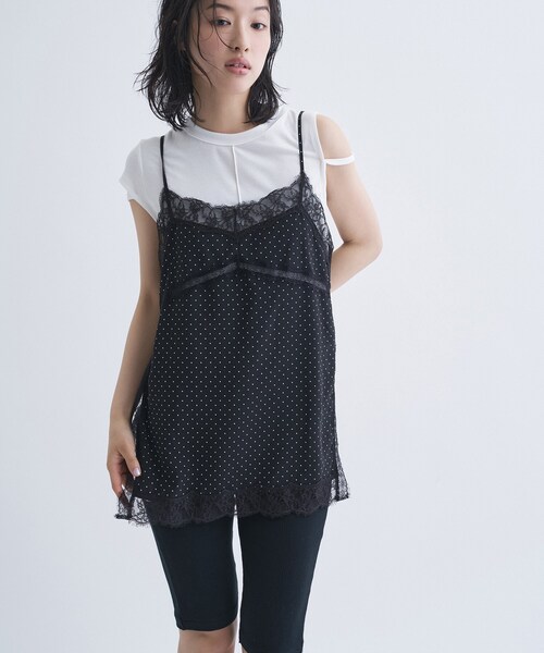 CODE A(コードエー)の「dot lingerie lace cami(タンクトップ・レディース・ホワイト系8/ブルー系その他7/ブラック系5・00)」の4枚目の写真