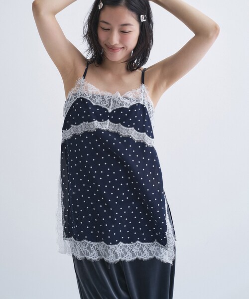 CODE A(コードエー)の「dot lingerie lace cami(タンクトップ・レディース・ホワイト系8/ブルー系その他7/ブラック系5・00)」の2枚目の写真