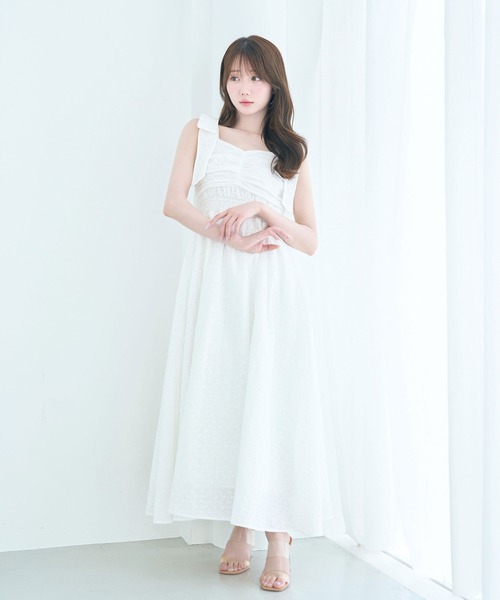 Rose Muse（ロゼミューズ）の「Cotton lace ribbon cami dress（ワンピース・レディース・ホワイト/ピンク・FREE）」の6枚目の写真
