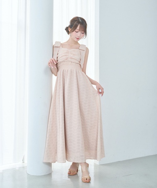Rose Muse（ロゼミューズ）の「Cotton lace ribbon cami dress（ワンピース・レディース・ホワイト/ピンク・FREE）」の12枚目の写真