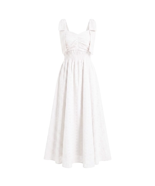 Rose Muse（ロゼミューズ）の「Cotton lace ribbon cami dress（ワンピース・レディース・ホワイト/ピンク・FREE）」の7枚目の写真