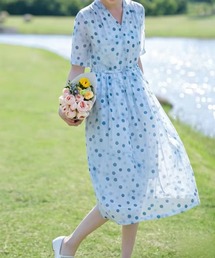 カラフルドットプリントワンピース