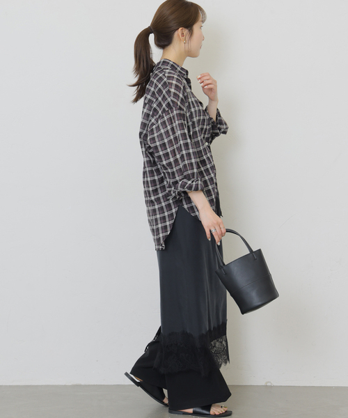 JOURNAL STANDARD relume(ジャーナルスタンダード レリューム)の「《追加 / 新色》コットンローンチェックオーバーサイズ(シャツ/ブラウス・レディース・ブラック/ベージュ/ブラウン/グリーン/ブラック系その他・FREE)」の7枚目の写真