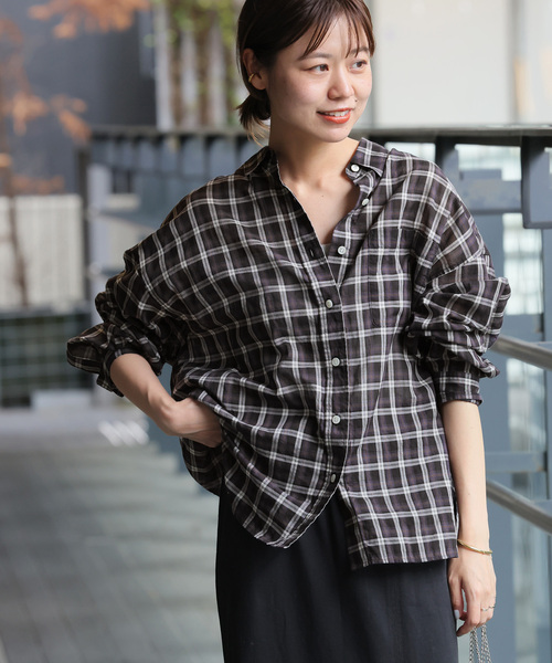 JOURNAL STANDARD relume(ジャーナルスタンダード レリューム)の「《追加 / 新色》コットンローンチェックオーバーサイズ(シャツ/ブラウス・レディース・ブラック/ベージュ/ブラウン/グリーン/ブラック系その他・FREE)」の17枚目の写真