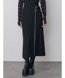 フェイクレザーベルトZIPスカート 秋服