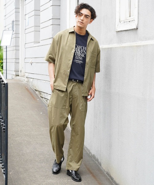 BAYFLOW（ベイフロー）の「【UVカット・接触冷感・吸水速乾・軽量】FLOW AIRシャツ[セットアップ可]（シャツ/ブラウス・メンズ・ネイビー/ベージュ・LARGE/MEDIUM）」の3枚目の写真