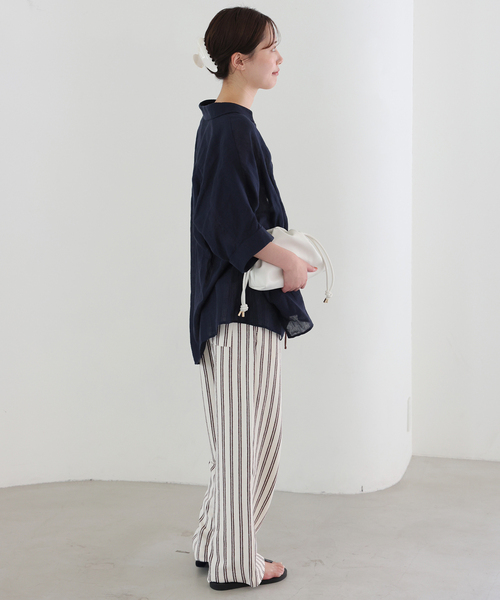 SLOBE IENA(スローブイエナ)の「《シリーズあり》パイル風ストライプリラックスパンツ(その他パンツ・レディース・アイボリー・FREE)」の4枚目の写真