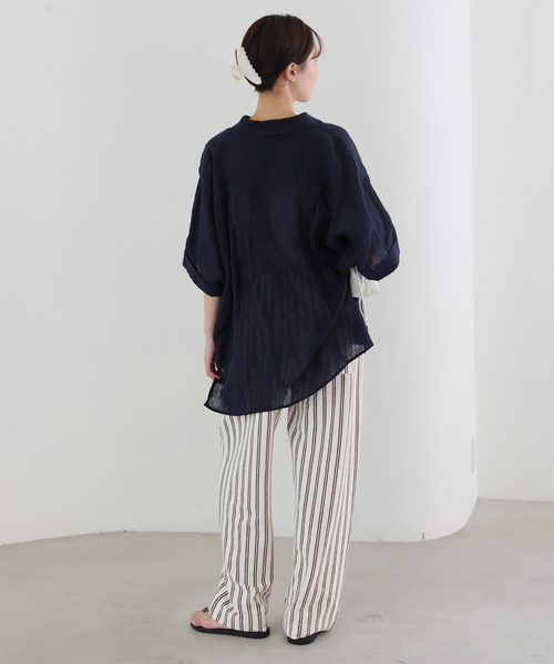 SLOBE IENA(スローブイエナ)の「《シリーズあり》パイル風ストライプリラックスパンツ(その他パンツ・レディース・アイボリー・FREE)」の5枚目の写真