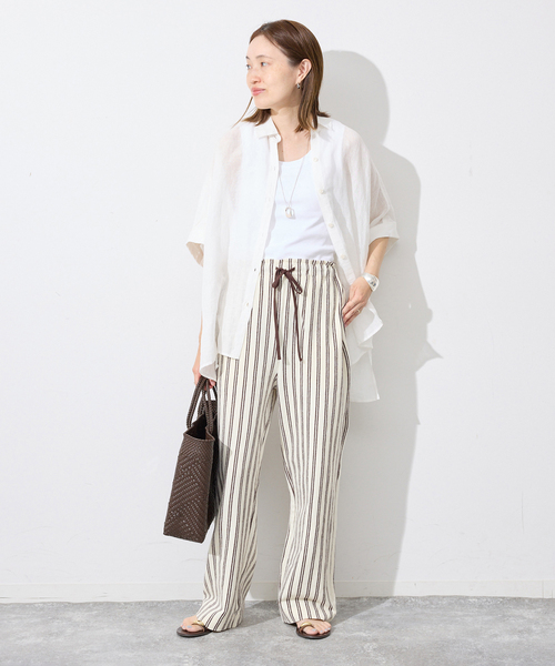 SLOBE IENA(スローブイエナ)の「《シリーズあり》パイル風ストライプリラックスパンツ(その他パンツ・レディース・アイボリー・FREE)」の8枚目の写真