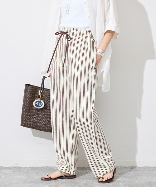 SLOBE IENA(スローブイエナ)の「《シリーズあり》パイル風ストライプリラックスパンツ(その他パンツ・レディース・アイボリー・FREE)」の13枚目の写真