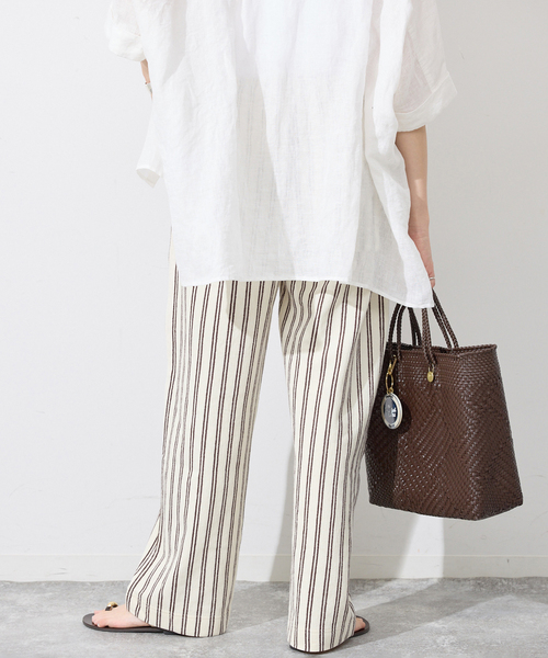 SLOBE IENA(スローブイエナ)の「《シリーズあり》パイル風ストライプリラックスパンツ(その他パンツ・レディース・アイボリー・FREE)」の14枚目の写真