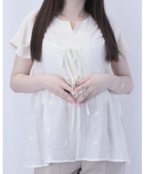 amini(アミニ)の「シアーワッシャーアソート刺繍ビスチェ(Tシャツ/カットソー・レディース・ブラック系その他/ブラウン系その他/ホワイト系その他/ブラウン系その他2/ブラック系その他2/ホワイト系その他2・MEDIUM)」の1枚目の写真