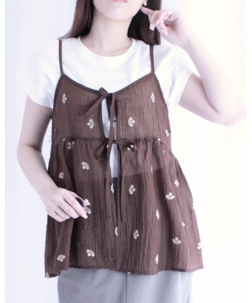 amini(アミニ)の「シアーワッシャーアソート刺繍ビスチェ(Tシャツ/カットソー・レディース・ブラック系その他/ブラウン系その他/ホワイト系その他/ブラウン系その他2/ブラック系その他2/ホワイト系その他2・MEDIUM)」の5枚目の写真