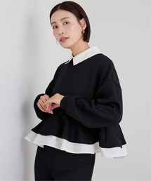 配色ボンディングブラウス