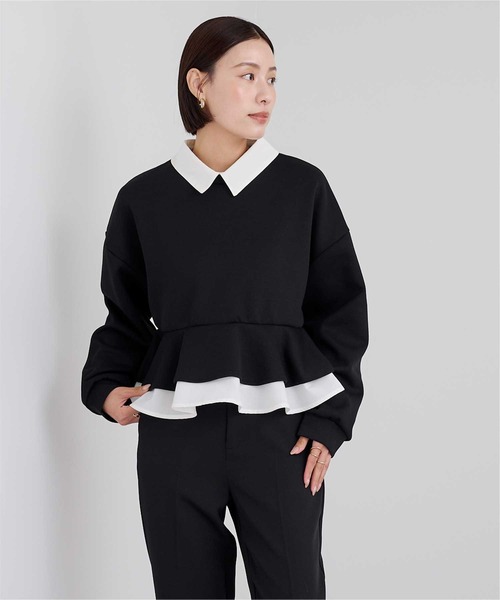 UR'S（ユアーズ）の「配色ボンディングブラウス（シャツ/ブラウス・レディース・ブラック/チャコール・L/M/S）」の6枚目の写真