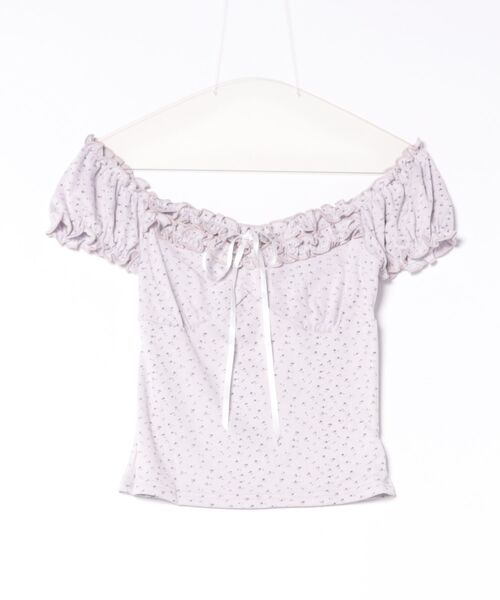 Chiina(チーナ)の「【Chiina】小花柄 2WAYスクエアネックトップス(Tシャツ/カットソー・レディース・パープル/ホワイト/グレー/ライトブルー・FREE)」の16枚目の写真