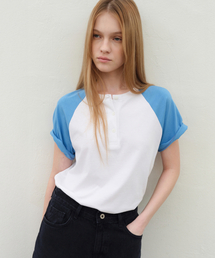 Weekend Raglan Henley T-shirt - White