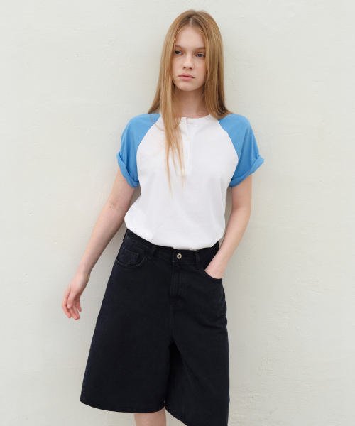 LEVAR(レバー)の「Weekend Raglan Henley T-shirt - White(Tシャツ/カットソー・レディース・その他・FREE)」の2枚目の写真