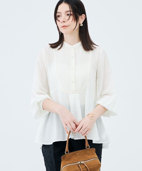 NOLLEY’S(ノーリーズ)の「異素材コンビボザムブラウス(シャツ/ブラウス・レディース・ブラック/オフホワイト・38/36)」の11枚目の写真