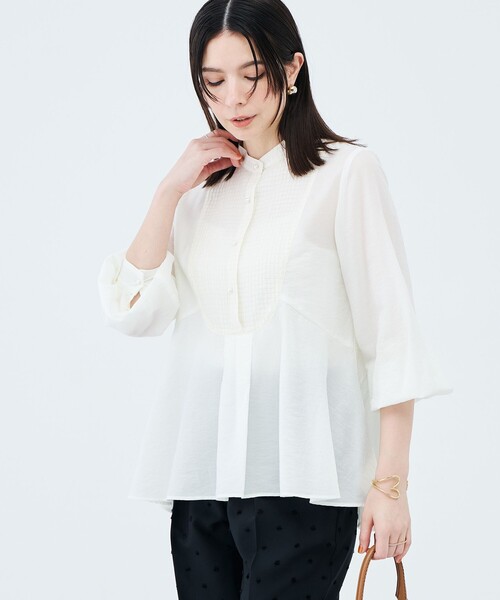 NOLLEY’S(ノーリーズ)の「異素材コンビボザムブラウス(シャツ/ブラウス・レディース・ブラック/オフホワイト・38/36)」の12枚目の写真