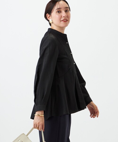 NOLLEY’S(ノーリーズ)の「異素材コンビボザムブラウス(シャツ/ブラウス・レディース・ブラック/オフホワイト・38/36)」の9枚目の写真