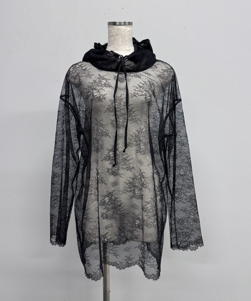 ARCHIVE STANCE(アーカイブスタンス)の「LACE HOODIE(パーカー・レディース・オフホワイト/ブラック・FREE)」の2枚目の写真