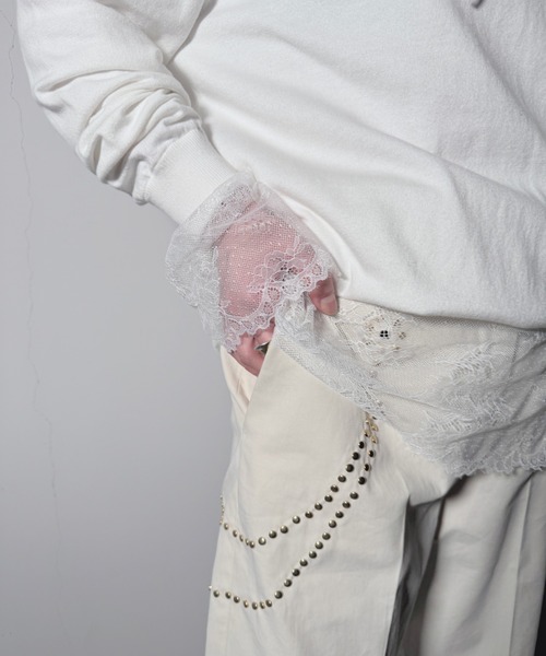 ARCHIVE STANCE(アーカイブスタンス)の「LACE HOODIE(パーカー・レディース・オフホワイト/ブラック・FREE)」の7枚目の写真