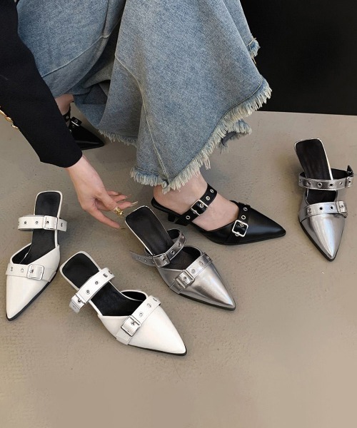 Miniministore（ミニミニストア）の「ポインテッドトゥミュールパンプスきれいめ（パンプス・レディース・シルバー/ホワイト/ブラック・22.5cm/23.0cm/24.0cm/24.5cm/23.5cm）」の20枚目の写真