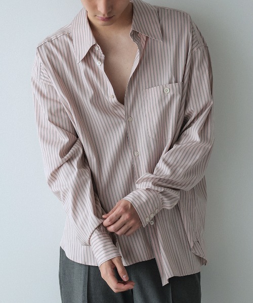 DONOBAN(ドノバン)の「【ELME】Offset Boyfriend Shirts / 2カラー(シャツ/ブラウス・レディース・ピンク/ブルー・M/S)」の2枚目の写真
