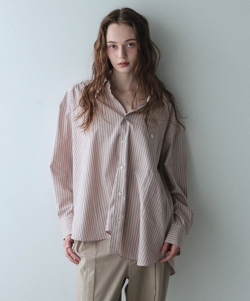 DONOBAN(ドノバン)の「【ELME】Offset Boyfriend Shirts / 2カラー(シャツ/ブラウス・レディース・ピンク/ブルー・M/S)」の4枚目の写真