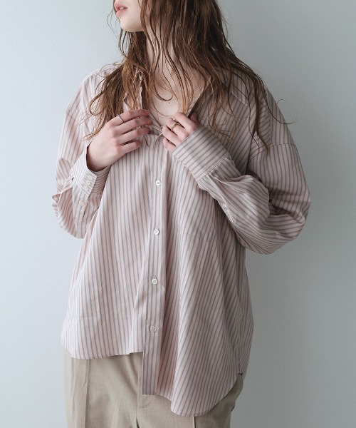DONOBAN(ドノバン)の「【ELME】Offset Boyfriend Shirts / 2カラー(シャツ/ブラウス・レディース・ピンク/ブルー・M/S)」の5枚目の写真